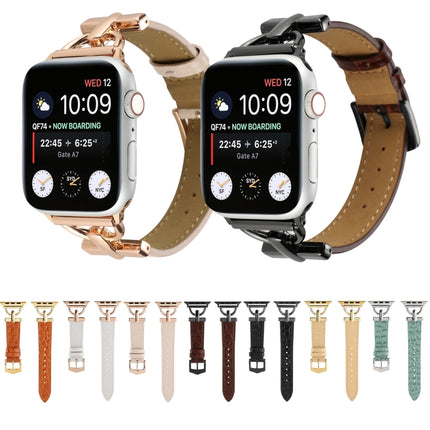 D-Buckle Cocodile Genuine Leather Watch Band, For Apple Watch Series 8&7 45mm, For Apple Watch Series 8&7 41mm - DealBuddy
