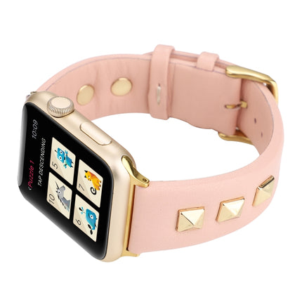 Single Row Riveted Genuine Leather Watch Band, For Apple Watch Series 8&7 45mm, For Apple Watch Series 8&7 41mm - DealBuddy