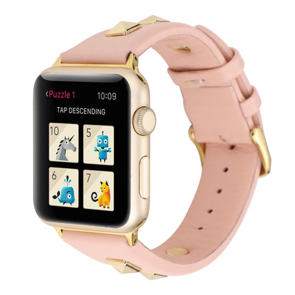 Single Row Riveted Genuine Leather Watch Band, For Apple Watch Series 8&7 45mm, For Apple Watch Series 8&7 41mm - DealBuddy