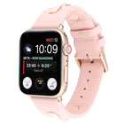 Single Row Riveted Genuine Leather Watch Band, For Apple Watch Series 8&7 45mm, For Apple Watch Series 8&7 41mm - DealBuddy