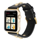 Single Row Riveted Genuine Leather Watch Band, For Apple Watch Series 8&7 45mm, For Apple Watch Series 8&7 41mm - DealBuddy