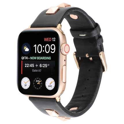 Single Row Riveted Genuine Leather Watch Band, For Apple Watch Series 8&7 45mm, For Apple Watch Series 8&7 41mm - DealBuddy