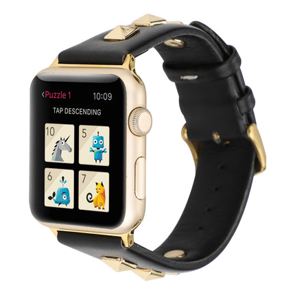 Single Row Riveted Genuine Leather Watch Band, For Apple Watch Series 8&7 45mm, For Apple Watch Series 8&7 41mm - DealBuddy