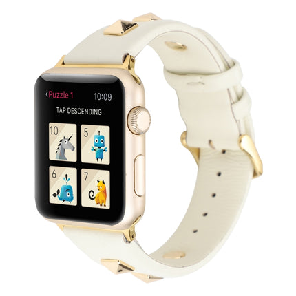 Single Row Riveted Genuine Leather Watch Band, For Apple Watch Series 8&7 45mm, For Apple Watch Series 8&7 41mm - DealBuddy