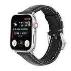 Silver Buckle Genuine Leather Watch Band, For Apple Watch Series 8&7 45mm, For Apple Watch Series 8&7 41mm - DealBuddy
