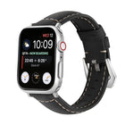 Silver Buckle Genuine Leather Watch Band, For Apple Watch Series 8&7 45mm, For Apple Watch Series 8&7 41mm - DealBuddy