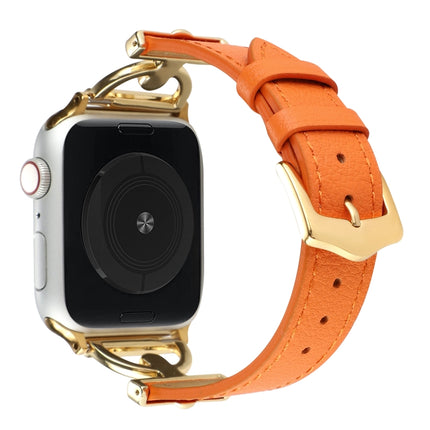 D-Buckle Plain Genuine Leather Watch Band, For Apple Watch Series 8&7 45mm, For Apple Watch Series 8&7 41mm - DealBuddy