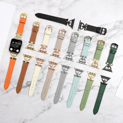 D-Buckle Plain Genuine Leather Watch Band, For Apple Watch Series 8&7 45mm, For Apple Watch Series 8&7 41mm - DealBuddy