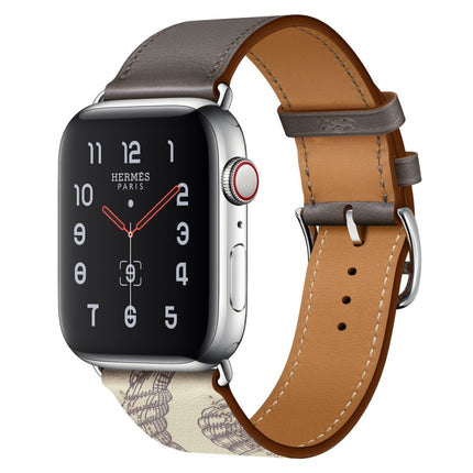 Silk Screen Pattern Leather Watchband, For Apple Watch Series 7 41mm / 6 & SE & 5 & 4 40mm / 3 & 2 & 1 38mm, For Apple Watch Series 8&7 41mm / SE 2&6&SE&5&4 40mm / 3&2&1 38mm - DealBuddy