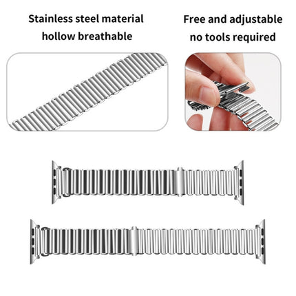 Chain Buckle Stainless Steel Watch Band, For Apple Watch Ultra 49mm / Series 8&7 45mm / SE 2&6&SE&5&4 44mm / 3&2&1 42mm, For Apple Watch Series 8&7 41mm / SE 2&6&SE&5&4 40mm / 3&2&1 38mm - DealBuddy