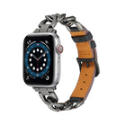 Chain + Leather Watch Band, For Apple Watch Ultra 49mm / Series 8&7 45mm / SE 2&6&SE&5&4 44mm / 3&2&1 42mm, For Apple Watch Series 8&7 41mm / SE 2&6&SE&5&4 40mm / 3&2&1 38mm - DealBuddy