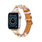 Chain + Leather Watch Band, For Apple Watch Ultra 49mm / Series 8&7 45mm / SE 2&6&SE&5&4 44mm / 3&2&1 42mm, For Apple Watch Series 8&7 41mm / SE 2&6&SE&5&4 40mm / 3&2&1 38mm - DealBuddy