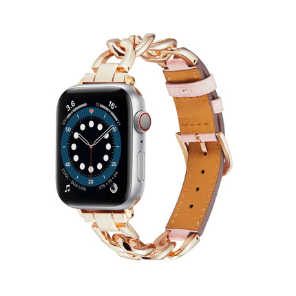 Chain + Leather Watch Band, For Apple Watch Ultra 49mm / Series 8&7 45mm / SE 2&6&SE&5&4 44mm / 3&2&1 42mm, For Apple Watch Series 8&7 41mm / SE 2&6&SE&5&4 40mm / 3&2&1 38mm - DealBuddy