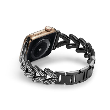Triangle Diamond Metal Watch Band, For Apple Watch Ultra 49mm / Series 8&7 45mm / SE 2&6&SE&5&4 44mm / 3&2&1 42mm, For Apple Watch Series 8&7 41mm / SE 2&6&SE&5&4 40mm / 3&2&1 38mm - DealBuddy