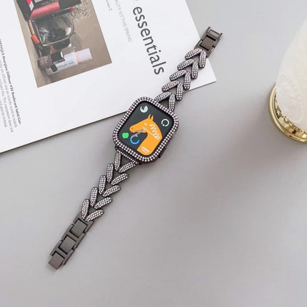 Triangle Diamond Metal Watch Band, For Apple Watch Ultra 49mm / Series 8&7 45mm / SE 2&6&SE&5&4 44mm / 3&2&1 42mm, For Apple Watch Series 8&7 41mm / SE 2&6&SE&5&4 40mm / 3&2&1 38mm - DealBuddy