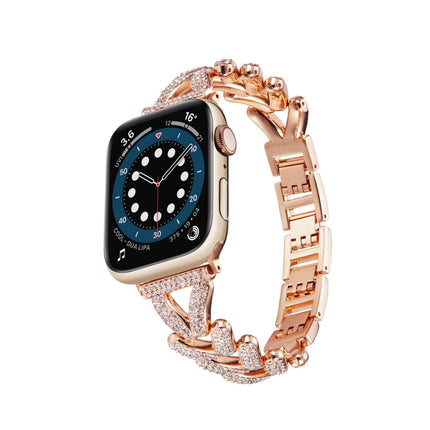 Triangle Diamond Metal Watch Band, For Apple Watch Ultra 49mm / Series 8&7 45mm / SE 2&6&SE&5&4 44mm / 3&2&1 42mm, For Apple Watch Series 8&7 41mm / SE 2&6&SE&5&4 40mm / 3&2&1 38mm - DealBuddy