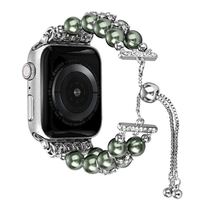 Double Row Beads Telescopic Chain Watch Band, For Apple Watch Ultra 49mm / Series 8&7 45mm / SE 2&6&SE&5&4 44mm / 3&2&1 42mm, For Apple Watch Series 8&7 41mm / SE 2&6&SE&5&4 40mm / 3&2&1 38mm - DealBuddy