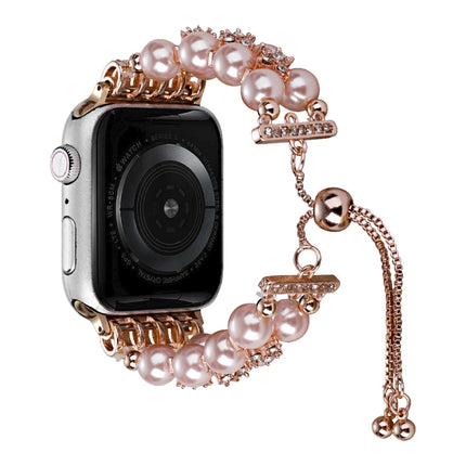 Double Row Beads Telescopic Chain Watch Band, For Apple Watch Ultra 49mm / Series 8&7 45mm / SE 2&6&SE&5&4 44mm / 3&2&1 42mm, For Apple Watch Series 8&7 41mm / SE 2&6&SE&5&4 40mm / 3&2&1 38mm - DealBuddy