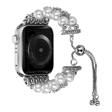 Double Row Beads Telescopic Chain Watch Band, For Apple Watch Ultra 49mm / Series 8&7 45mm / SE 2&6&SE&5&4 44mm / 3&2&1 42mm, For Apple Watch Series 8&7 41mm / SE 2&6&SE&5&4 40mm / 3&2&1 38mm - DealBuddy
