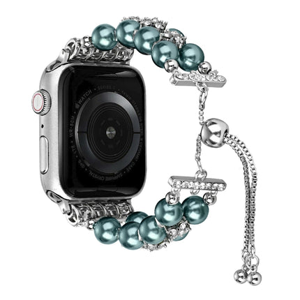 Double Row Beads Telescopic Chain Watch Band, For Apple Watch Ultra 49mm / Series 8&7 45mm / SE 2&6&SE&5&4 44mm / 3&2&1 42mm, For Apple Watch Series 8&7 41mm / SE 2&6&SE&5&4 40mm / 3&2&1 38mm - DealBuddy