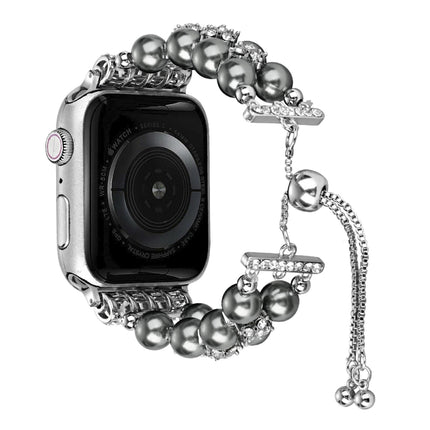 Double Row Beads Telescopic Chain Watch Band, For Apple Watch Ultra 49mm / Series 8&7 45mm / SE 2&6&SE&5&4 44mm / 3&2&1 42mm, For Apple Watch Series 8&7 41mm / SE 2&6&SE&5&4 40mm / 3&2&1 38mm - DealBuddy