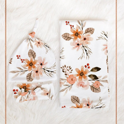 Newborn Baby Three-piece Swaddling Scarf  Cap Headband