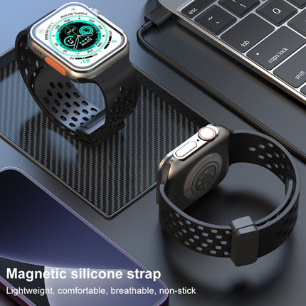 Magnetic Clasp Silicone Watch Band, For Apple Watch Series 8&7 41mm, For Apple Watch Series 8&7 45mm - DealBuddy