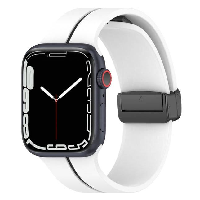 Two Color Folding Buckle Silicone Watch Band, For Apple Watch SE 2023 40mm, For Apple Watch 5 40mm, For Apple Watch 5 44mm, For Apple Watch 4 40mm - DealBuddy