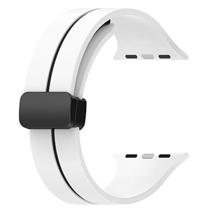 Two Color Folding Buckle Silicone Watch Band, For Apple Watch 9 45mm, For Apple Watch 9 41mm - DealBuddy