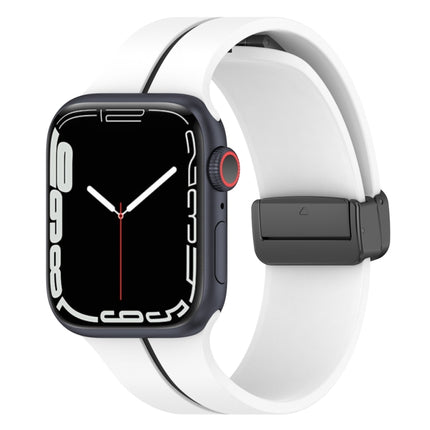 Two Color Folding Buckle Silicone Watch Band, For Apple Watch 9 45mm, For Apple Watch 9 41mm - DealBuddy