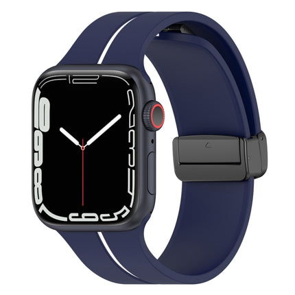 Two Color Folding Buckle Silicone Watch Band, For Apple Watch 9 45mm, For Apple Watch 9 41mm - DealBuddy