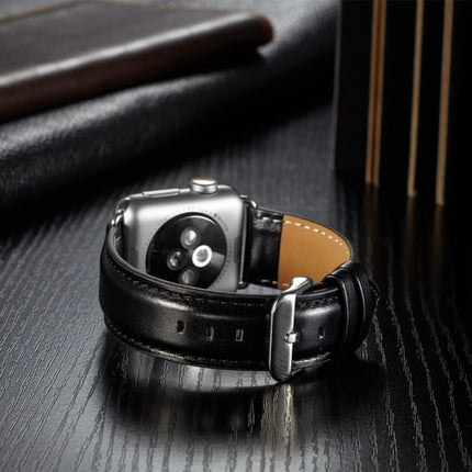 Crazy Horse Texture Top-grain Leather Watchband, For Apple Watch Series 7 41mm / 6 & SE & 5 & 4 40mm / 3 & 2 & 1 38mm, For Apple Watch Series 7 45mm / 6 & SE & 5 & 4 44mm / 3 & 2 & 1 42mm - DealBuddy