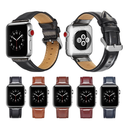 Crazy Horse Texture Top-grain Leather Watchband, For Apple Watch Series 7 41mm / 6 & SE & 5 & 4 40mm / 3 & 2 & 1 38mm, For Apple Watch Series 7 45mm / 6 & SE & 5 & 4 44mm / 3 & 2 & 1 42mm - DealBuddy