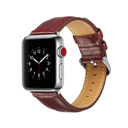 Crazy Horse Texture Top-grain Leather Watchband, For Apple Watch Series 7 41mm / 6 & SE & 5 & 4 40mm / 3 & 2 & 1 38mm, For Apple Watch Series 7 45mm / 6 & SE & 5 & 4 44mm / 3 & 2 & 1 42mm - DealBuddy