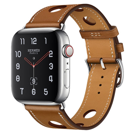 Leather Three Holes Replacement Strap Watchband, For Apple Watch Series 8&7 41mm / SE 2&6&SE&5&4 40mm / 3&2&1 38mm, For Apple Watch Series 7 45mm / 6 & SE & 5 & 4 44mm / 3 & 2 & 1 42mm, For Apple Watch Series 7 41mm / 6 & SE & 5 & 4 40mm / 3 & 2 & 1 38... - DealBuddy
