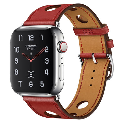 Leather Three Holes Replacement Strap Watchband, For Apple Watch Series 8&7 41mm / SE 2&6&SE&5&4 40mm / 3&2&1 38mm, For Apple Watch Series 7 45mm / 6 & SE & 5 & 4 44mm / 3 & 2 & 1 42mm, For Apple Watch Series 7 41mm / 6 & SE & 5 & 4 40mm / 3 & 2 & 1 38... - DealBuddy