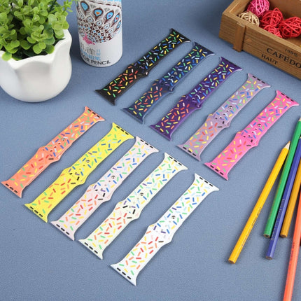 Rainbow Raindrops Silicone Watch Band, For Apple Watch Ultra 49mm, For Apple Watch SE 2023 44mm, For Apple Watch 8 41mm, For Apple Watch SE 2023 40mm - DealBuddy