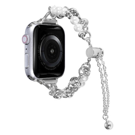 Pearl Bracelet Metal Watch Band, For Apple Watch Ultra 49mm, For Apple Watch SE 2023 44mm, For Apple Watch SE 2023 40mm, For Apple Watch 8 41mm, For Apple Watch Ultra 2 49mm, For Apple Watch 8 45mm, For Apple Watch Series 9 45mm                        ...