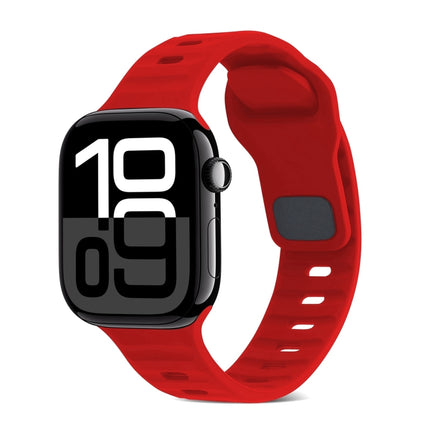 Square Buckle Stripes Silicone Watch Band, For Apple Watch Series 10 46mm, For Apple Watch Series 10 42mm - DealBuddy