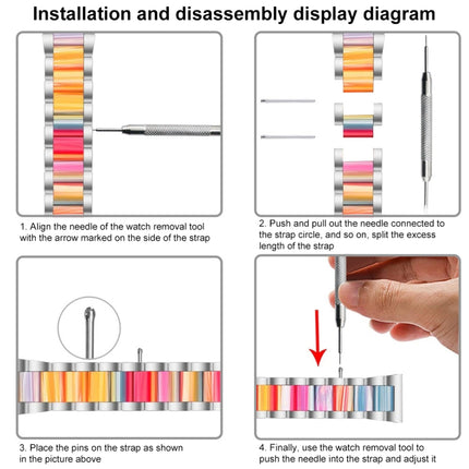 Three Bead Resin Metal Watch Band