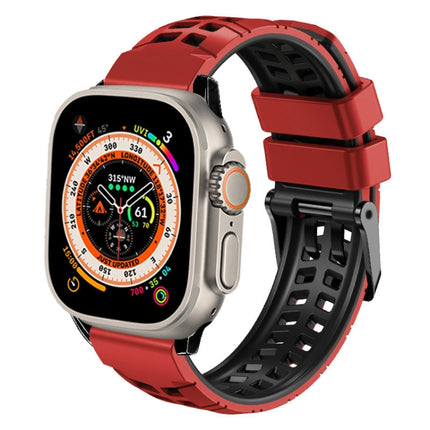 Twill Dual-row Buckle Silicone Watch Band, For Apple Watch Ultra 49mm, For Apple Watch SE 2023 44mm, For Apple Watch SE 2023 40mm, For Apple Watch Ultra 2 49mm, For Apple Watch Series 9 45mm - DealBuddy