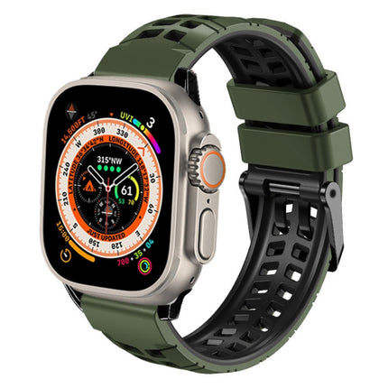 Twill Dual-row Buckle Silicone Watch Band, For Apple Watch Ultra 49mm, For Apple Watch SE 2023 44mm, For Apple Watch SE 2023 40mm, For Apple Watch Ultra 2 49mm, For Apple Watch Series 9 45mm - DealBuddy