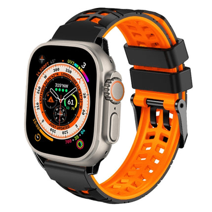 Twill Dual-row Buckle Silicone Watch Band, For Apple Watch Ultra 49mm, For Apple Watch SE 2023 44mm, For Apple Watch SE 2023 40mm, For Apple Watch Ultra 2 49mm, For Apple Watch Series 9 45mm - DealBuddy