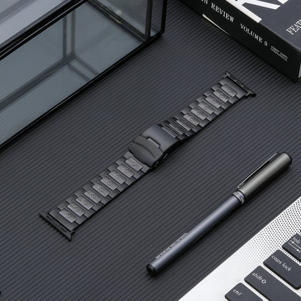 Safety Buckle Titanium Steel Watch Band, For Apple Watch Ultra 49mm, For Apple Watch SE 2023 44mm, For Apple Watch SE 2023 40mm, For Apple Watch Ultra 2 49mm, For Apple Watch SE 2022 40mm, For Apple Watch Series 9 45mm, For Apple Watch SE 2022 44mm    ...