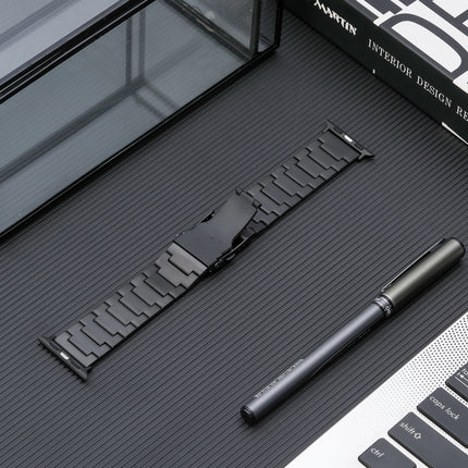 Safety Buckle Titanium Steel Watch Band, For Apple Watch Ultra 49mm, For Apple Watch SE 2023 44mm, For Apple Watch SE 2023 40mm, For Apple Watch Ultra 2 49mm, For Apple Watch SE 2022 40mm, For Apple Watch Series 9 45mm, For Apple Watch SE 2022 44mm    ...