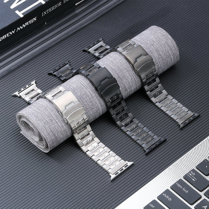 Safety Buckle Titanium Steel Watch Band, For Apple Watch Ultra 49mm, For Apple Watch SE 2023 44mm, For Apple Watch SE 2023 40mm, For Apple Watch Ultra 2 49mm, For Apple Watch SE 2022 40mm, For Apple Watch Series 9 45mm, For Apple Watch SE 2022 44mm    ...