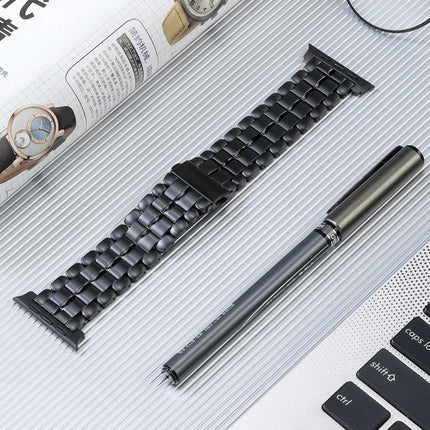 Five Beads Titanium Steel Watch Band, For Apple Watch Series 6 44mm, For Apple Watch Series 5 44mm, For Apple Watch Series 5 40mm, For Apple Watch Series 4 44mm, For Apple Watch 42mm, For Apple Watch Series 3 38mm, For Apple Watch 38mm                 ...