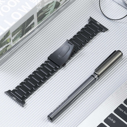 Five Beads Titanium Steel Watch Band, For Apple Watch Series 6 44mm, For Apple Watch Series 5 44mm, For Apple Watch Series 5 40mm, For Apple Watch Series 4 44mm, For Apple Watch 42mm, For Apple Watch Series 3 38mm, For Apple Watch 38mm                 ...