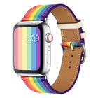Rainbow Leather Watchband, For Apple Watch Series 7 41mm / 6 & SE & 5 & 4 40mm / 3 & 2 & 1 38mm, For Apple Watch Series 7 45mm / 6 & SE & 5 & 4 44mm / 3 & 2 & 1 42mm - DealBuddy