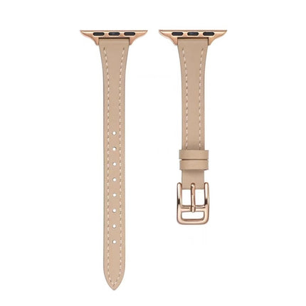T-shaped Slim Genuine Leather Watch Band, For Apple Watch Series 9 41mm, For Apple Watch Ultra 49mm, For Apple Watch Series 8 41mm, For Apple Watch Series 8 45mm, For Apple Watch SE 2022 40mm, For Apple Watch SE 2022 44mm - DealBuddy